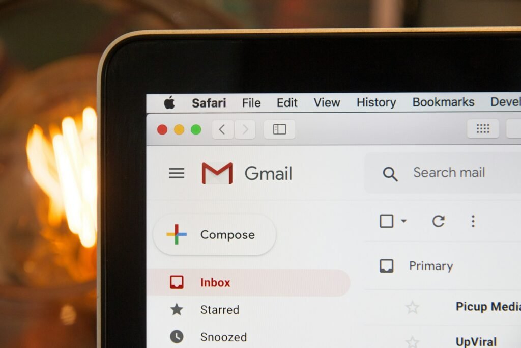 Gmail inbox open to compose a new email using a professor email template