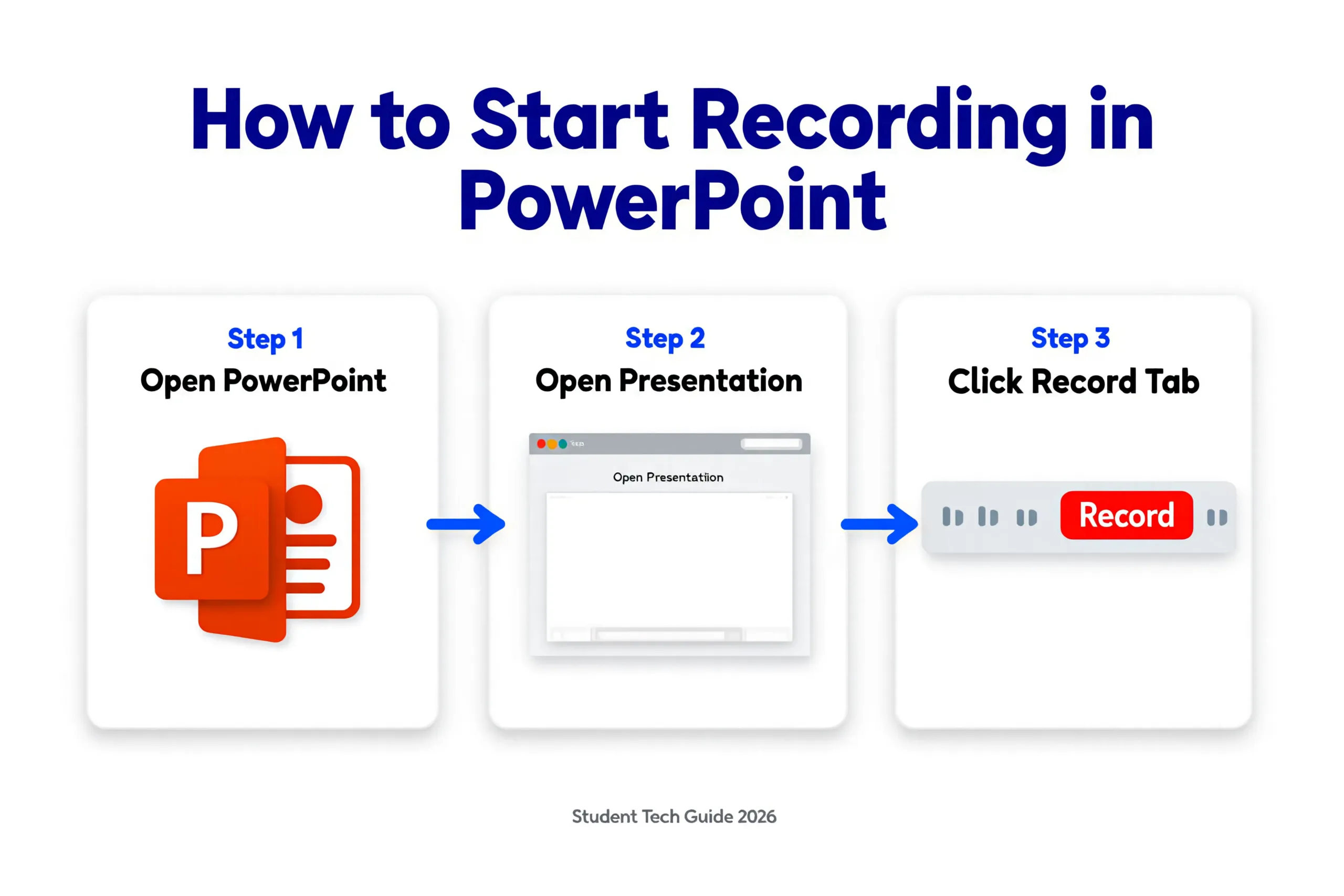 open PowerPoint create presentation and locate record tab step by step guide