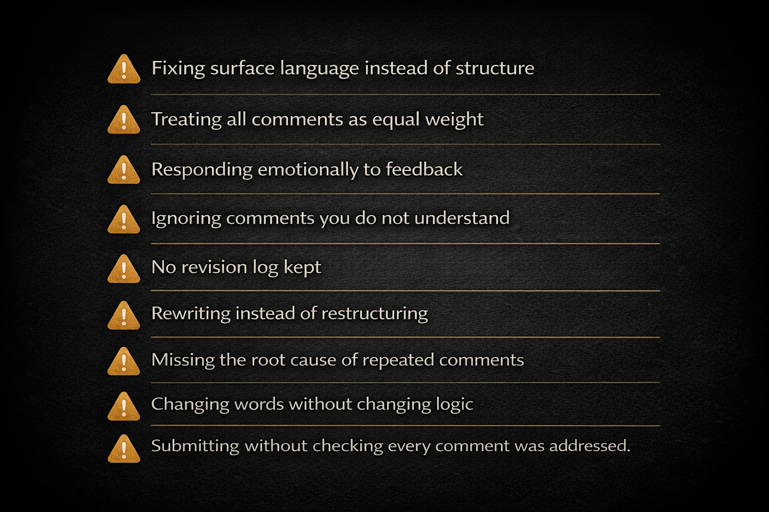 common mistakes students make when responding to supervisor feedback on dissertation