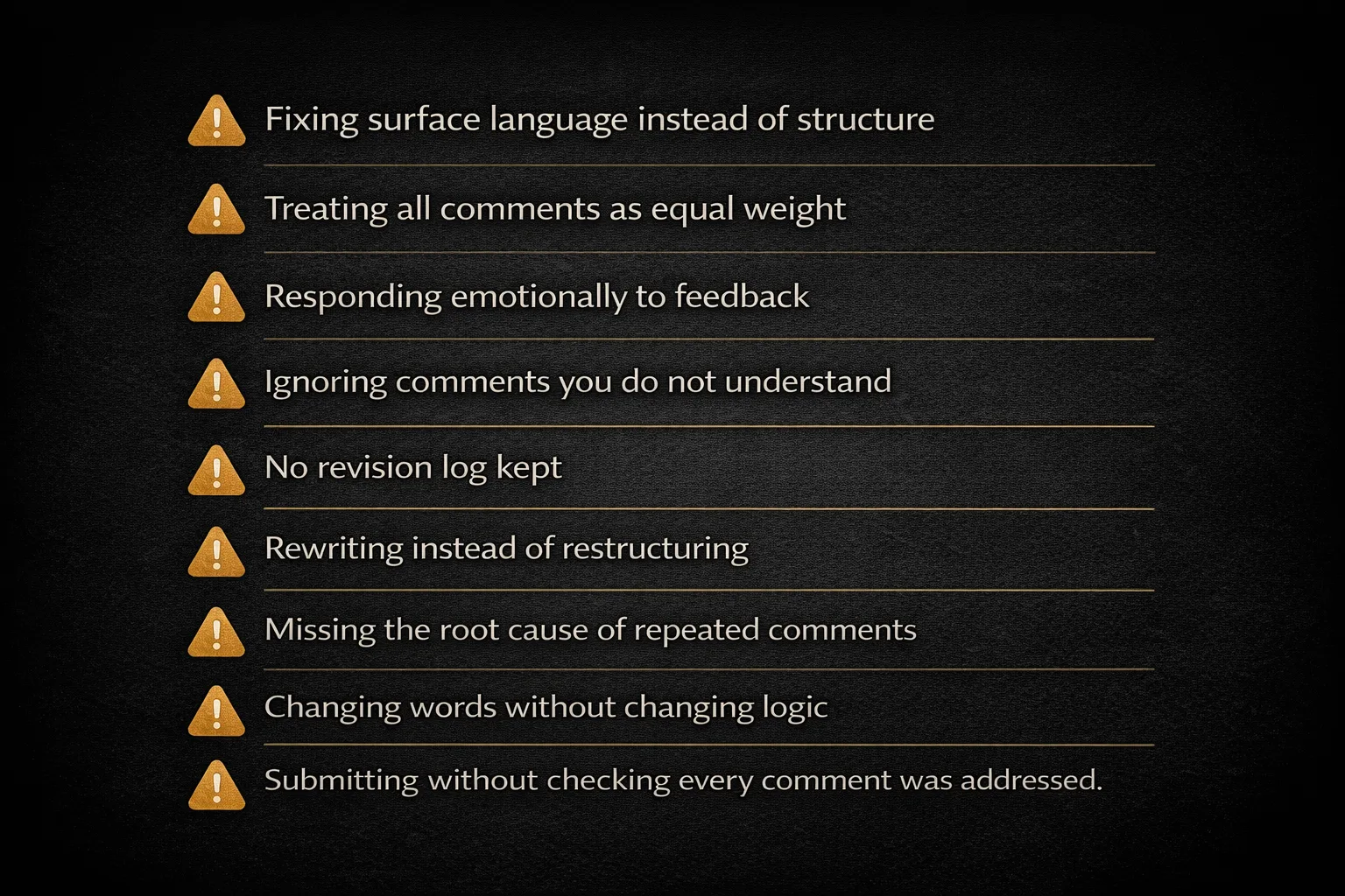 common mistakes students make when responding to supervisor feedback on dissertation
