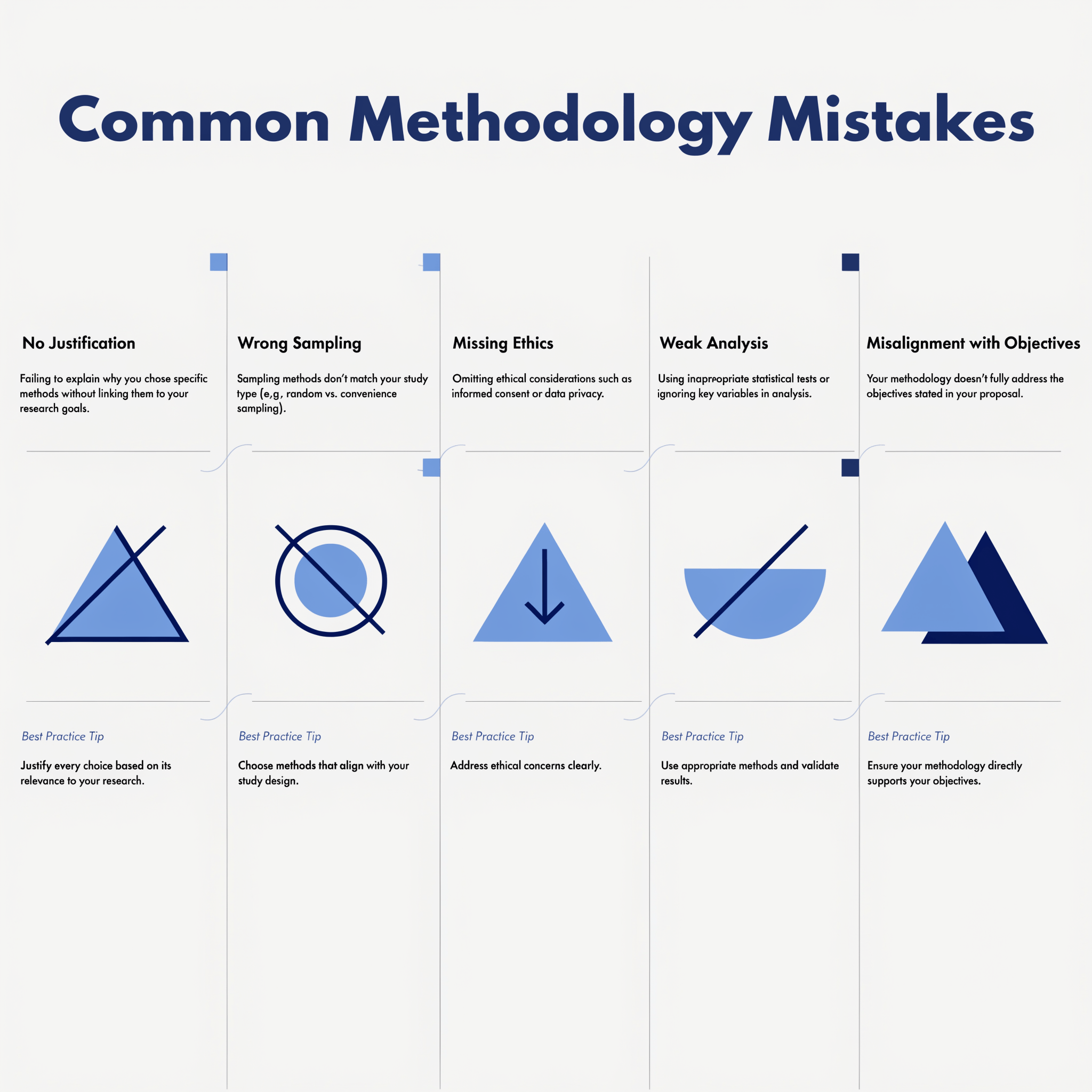 common dissertation methodology mistakes including wrong sampling weak analysis missing ethics and poor research alignment