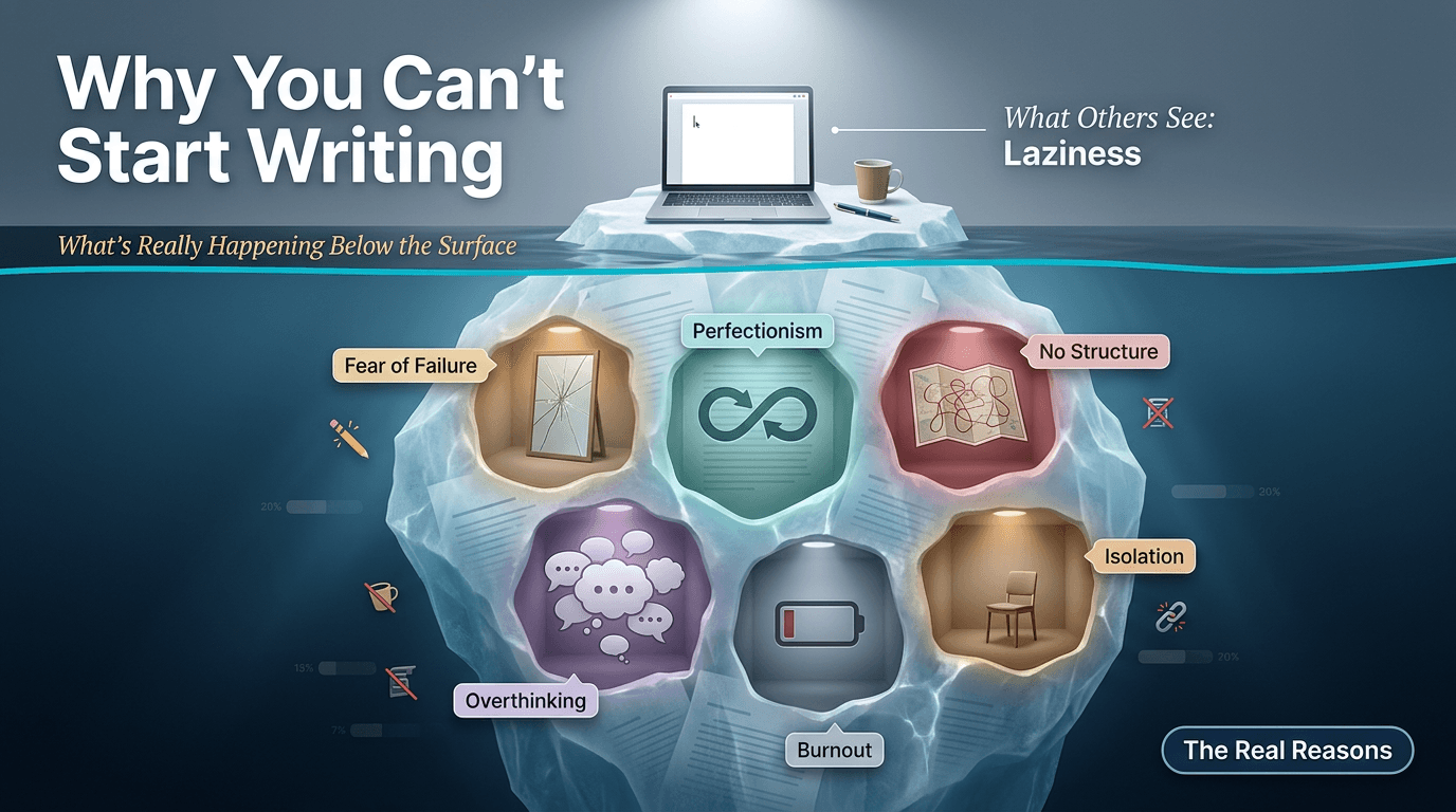 hidden causes of dissertation writer’s block including fear perfectionism burnout and overthinking