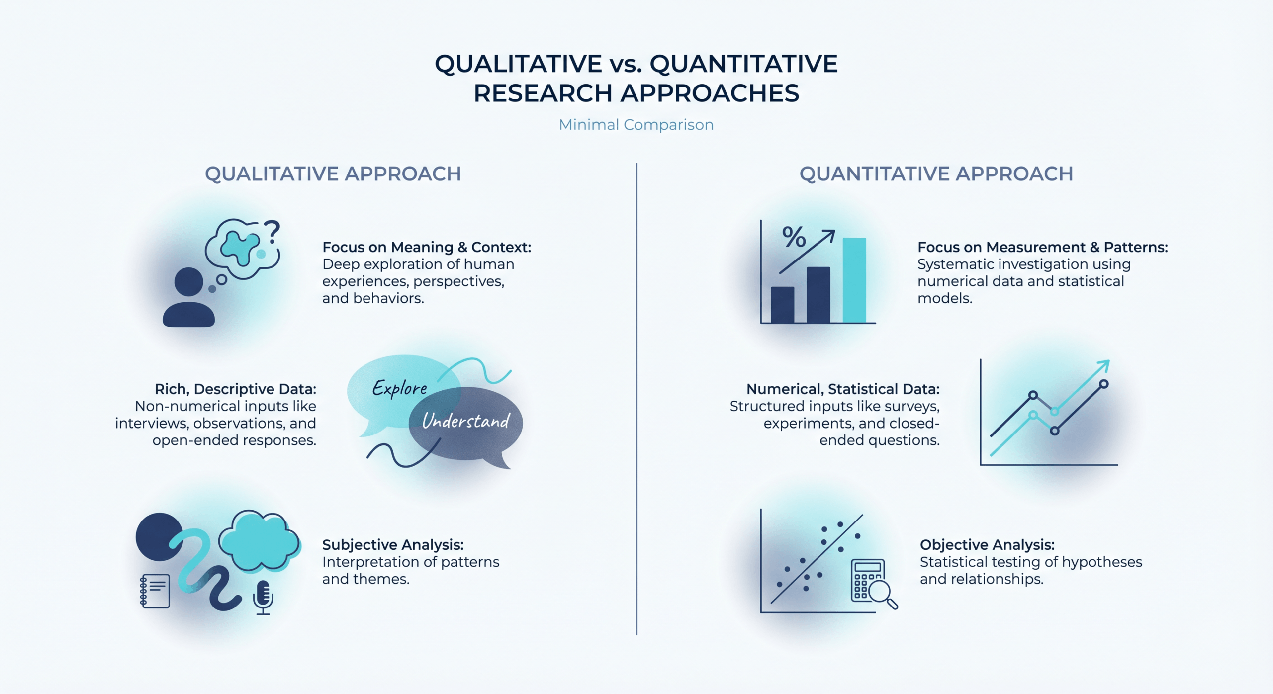 qualitative vs quantitative research outcomes comparison
