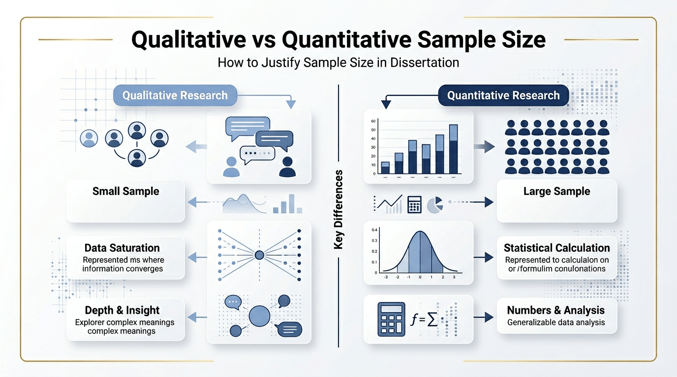 qualitative vs quantitative sample size dissertation comparison
