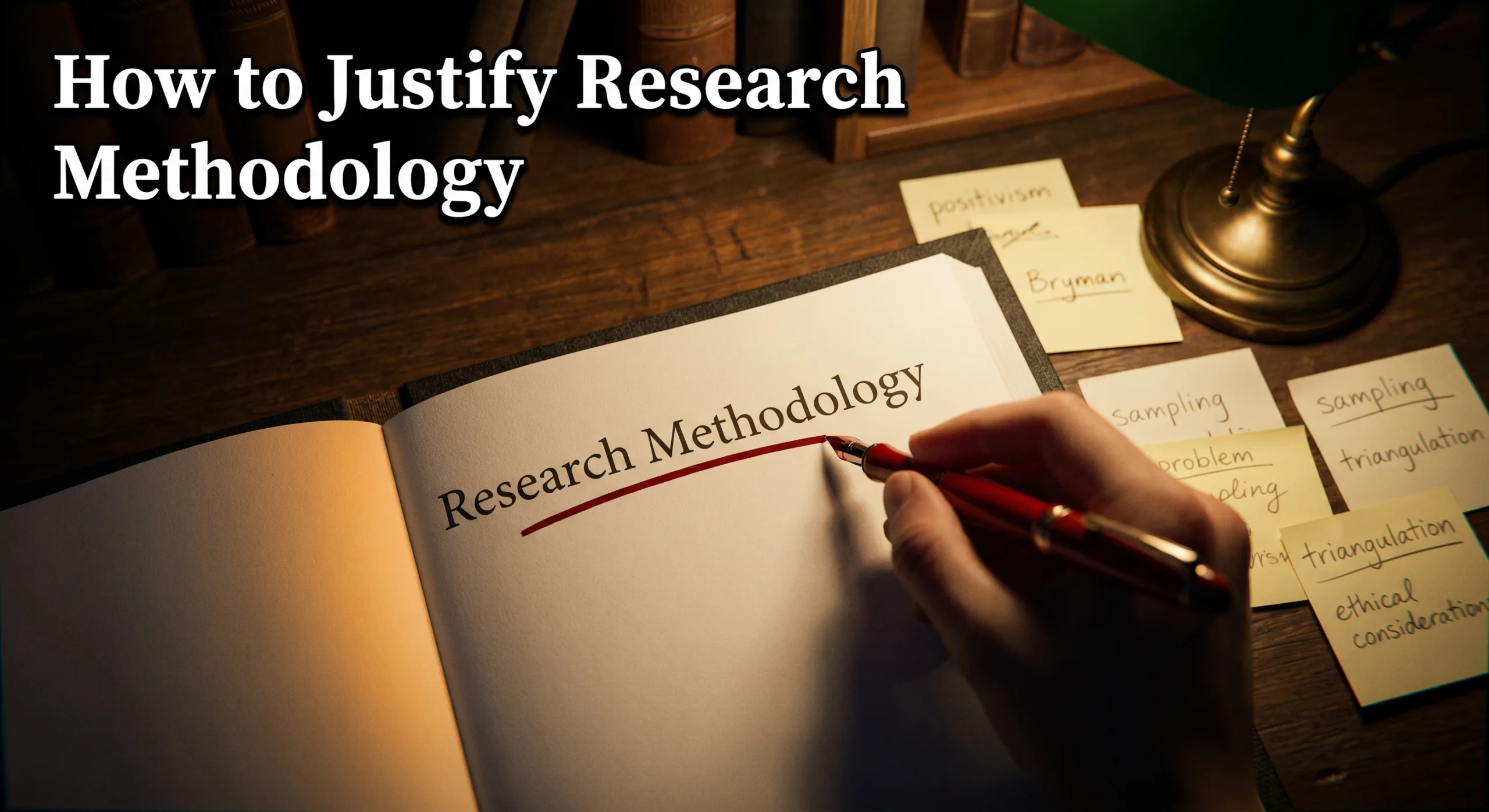 Dissertation methodology chapter open on desk with text justify research methodology — expert guide for students