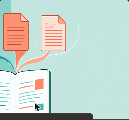 Illustration of three separate research sources merging into one synthesized paragraph, showing how to fix patchwriting in a literature review