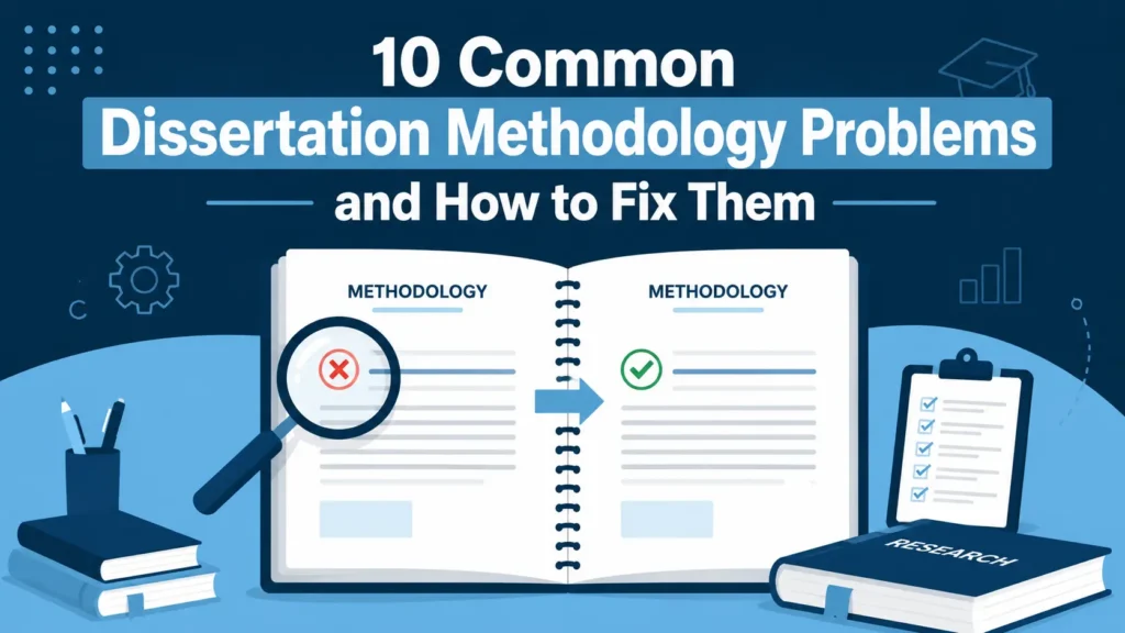 Dissertation document with a problem being identified and corrected, representing methodology fixes