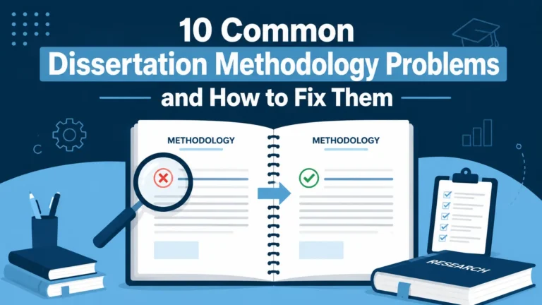 Dissertation document with a problem being identified and corrected, representing methodology fixes