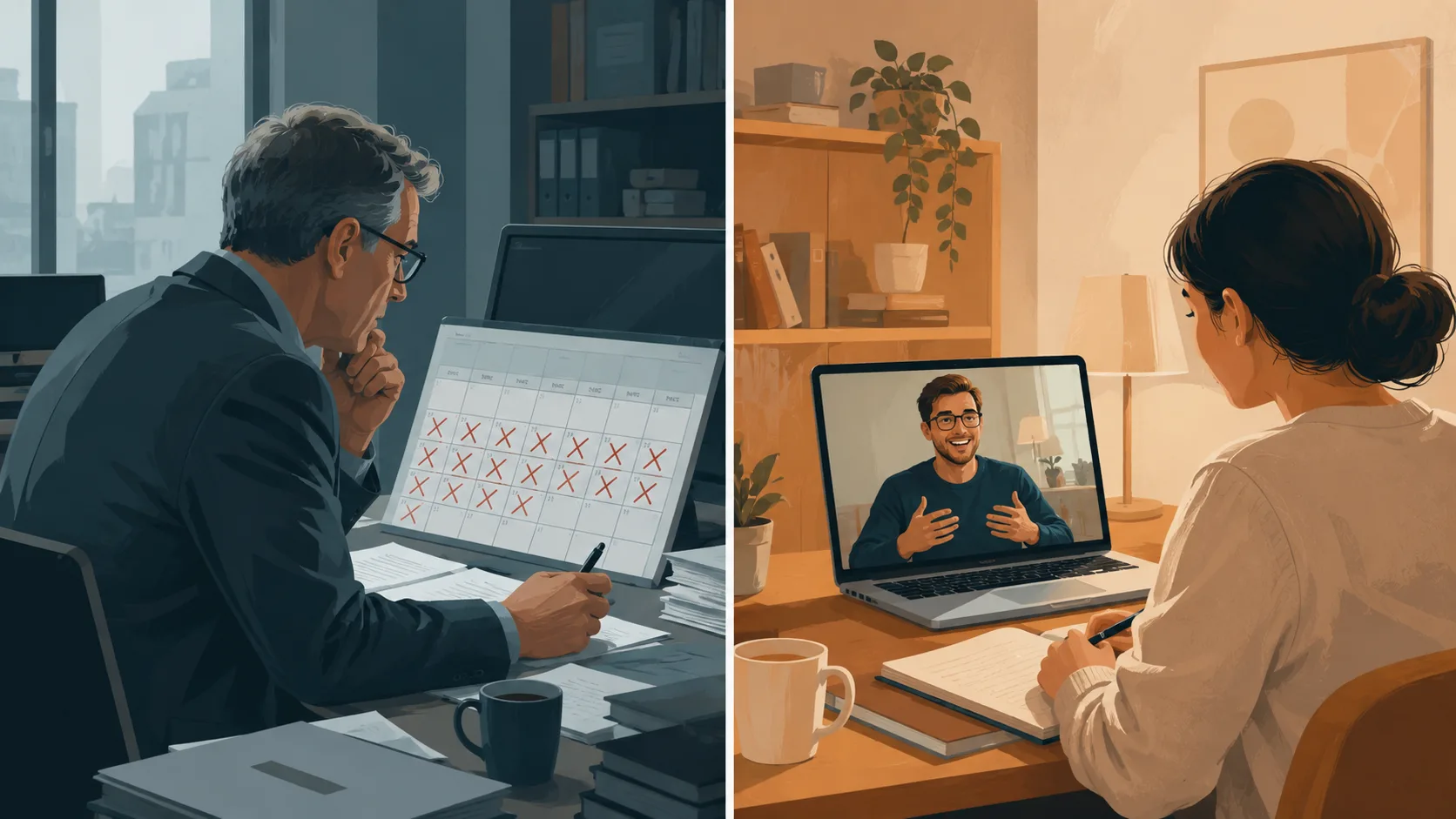 Illustration comparing limited university supervisor availability with accessible one-to-one dissertation tutoring