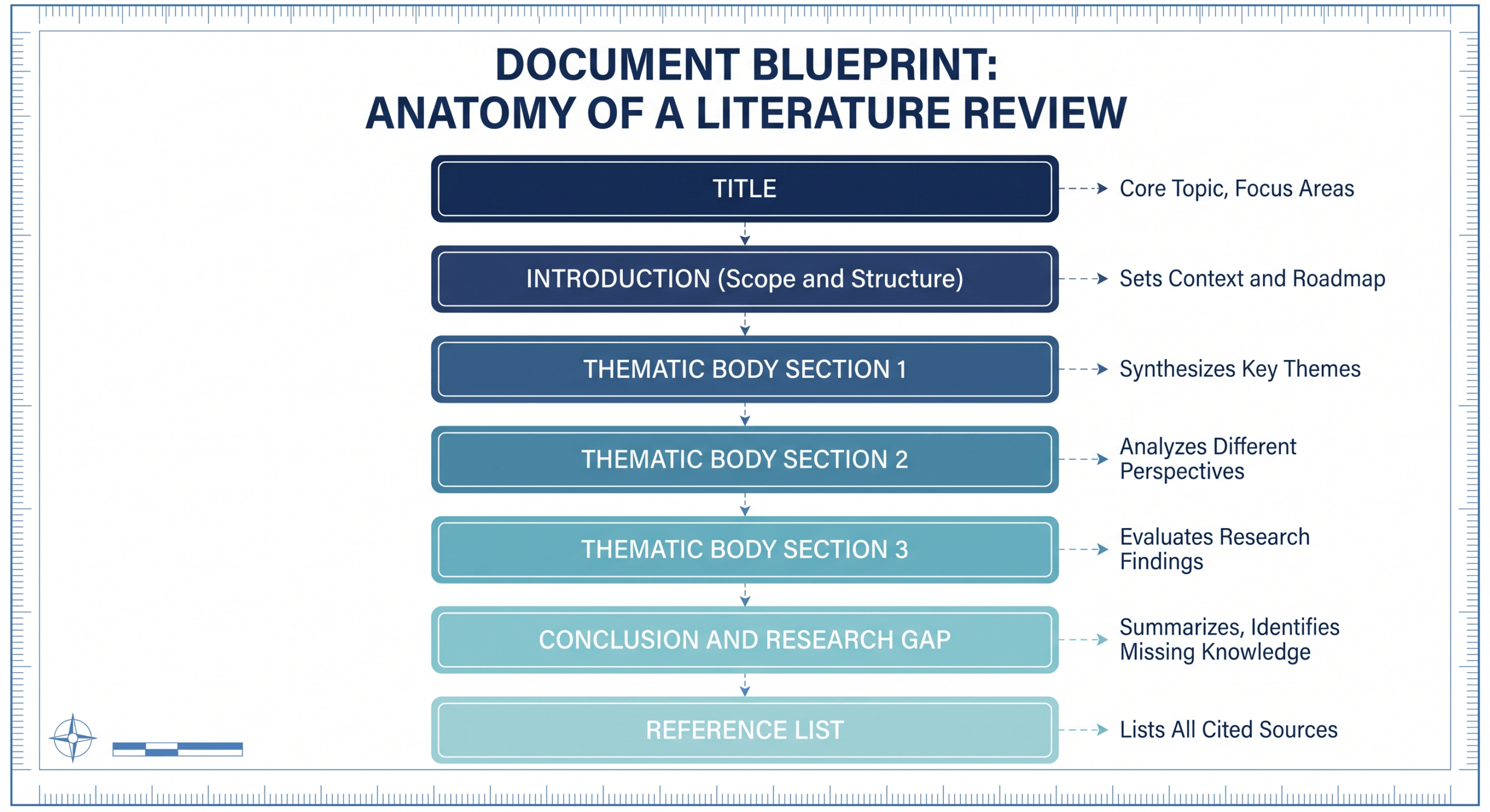literature review structure blueprint showing introduction body and conclusion sections