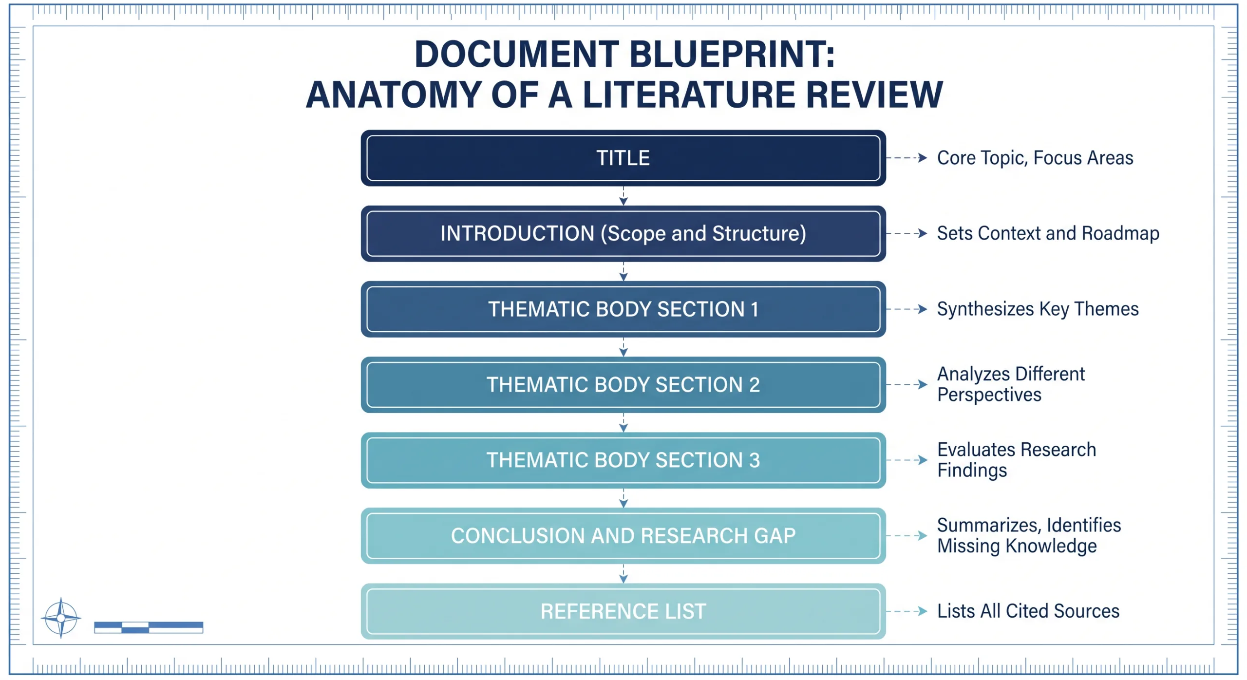 literature review structure blueprint showing introduction body and conclusion sections