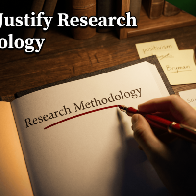 Dissertation methodology chapter open on desk with text justify research methodology — expert guide for students
